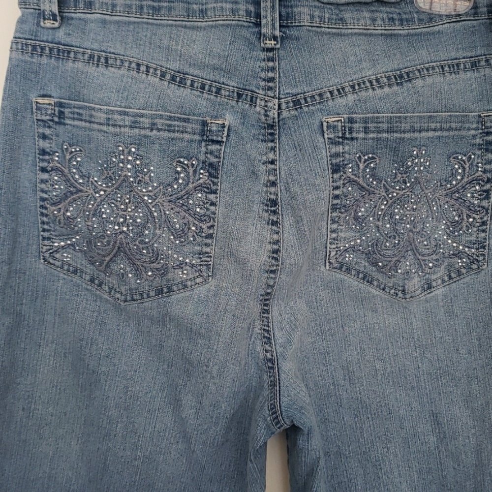Gloria Vanderbilt Denim Crop Pants Jeans Capris Rhinestones Womens 8